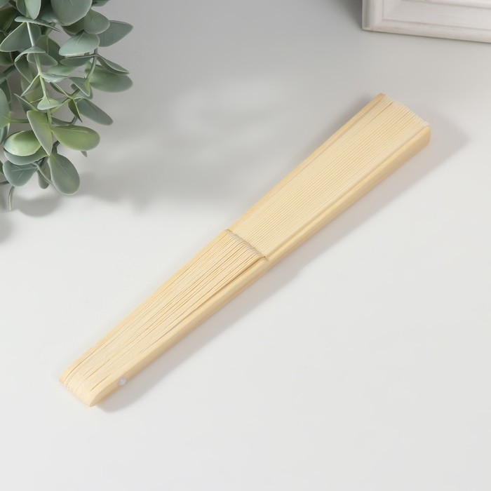 Веер бамбук, текстиль h=21 см  Веер бамбук, текстиль h=21 см "Моноцвет" в коробке, бежевый