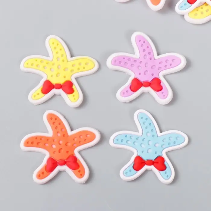 Декор для творчества резина "Морская звезда с бантиком" набор 16 шт 3,5х3,5 см