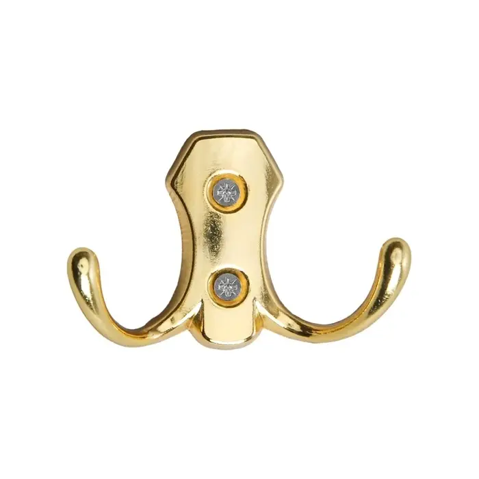 Крючок мебельный ТУНДРА TKd=007, двухрожковый, золото