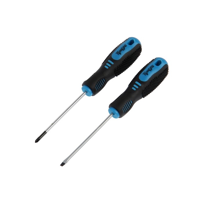 Набор отверток ТУНДРА, CrV, хром, магнит, 2К рукоятки, PH0 и SL3 х 75 мм, 2 шт. Набор отверток ТУНДРА, CrV, хром, магнит, 2К рукоятки, PH0 и SL3 х 75 мм, 2 шт.