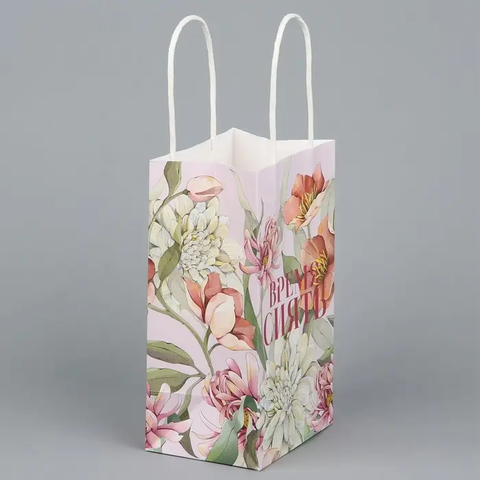 Пакет подарочный крафтовый, упаковка, «Время сиять», 12 х 21 х 9 см Пакет подарочный крафтовый, упаковка, «Время сиять», 12 х 21 х 9 см