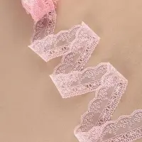 Кружево на сетке, 45 мм, 11&plusmn;1 м, нежно-розовое