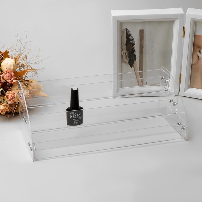 Подставка под лаки 3 этажа, 31×10,3×12,8 см, оргстекло 2 мм Подставка под лаки 3 этажа, 31×10,3×12,8 см, оргстекло 2 мм