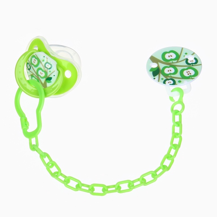 Пустышка ортодонт., с колпачком и держателем, от 0 мес., цвет Зеленый / Синий