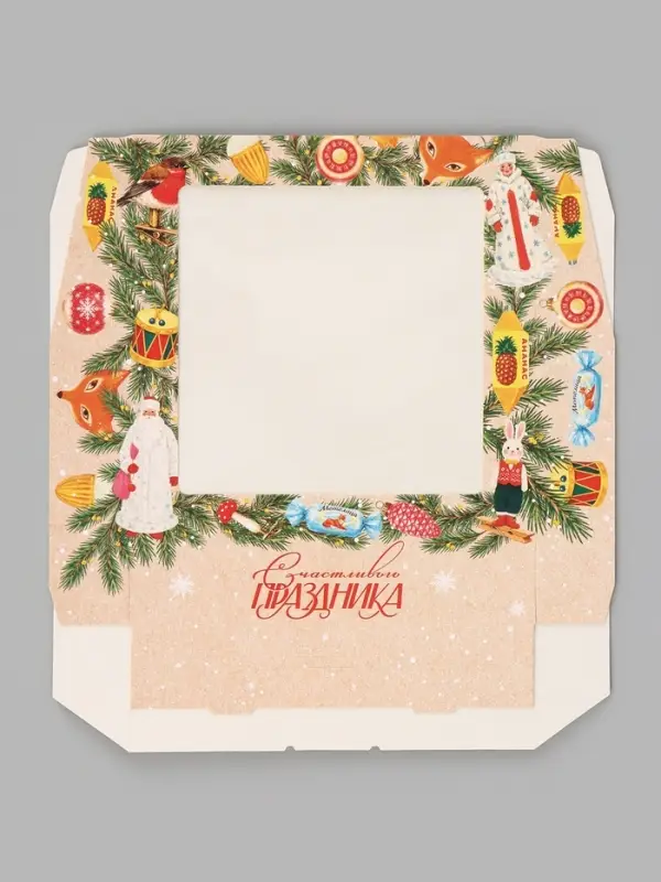 Коробка подарочная, самосборная &laquo;Еловые ветки&raquo;, 20&times;20&times;4 см