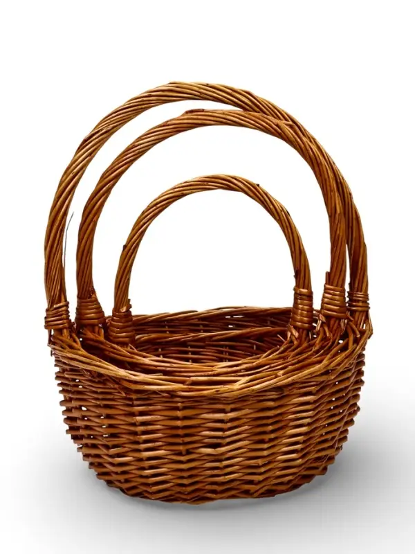 Набор корзин 3 шт, 34х30х14, 28х24х13, 22х19х10  лоза коричневый