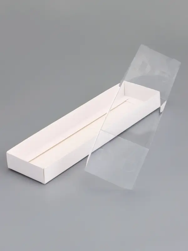 Кондитерская коробка под рулет, белая, с прозрачной крышкой, 30&times;8&times;8 см