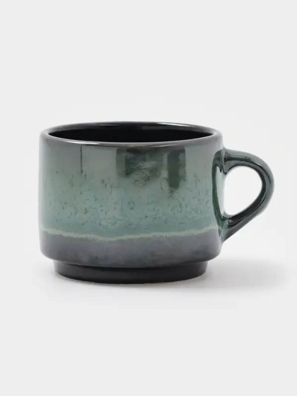 Чайная пара Хорекс Verde notte, чашка 200 мл, блюдце d=15.5 см, фарфор, чёрная, зелёная