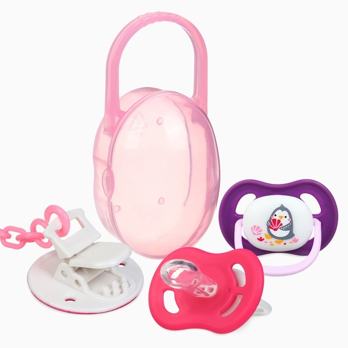 Соска - пустышка анатомическая Крошка Я  Соска - пустышка анатомическая Крошка Я "Для девочки" от 6 мес., 2 шт., держатель 1 шт. + контейнер