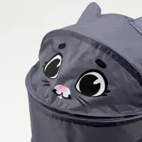 Корзина для хранения игрушек &laquo;Котик с рыбкой&raquo; с ручками и крышкой, 55&times;33&times;33 см, серая