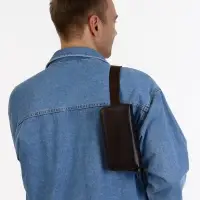 Сумка мужская на плечо TEXTURA, портмоне-клатч, на молнии, коричневая