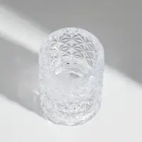 Подсвечник стекло на 1 свечу двусторонний "Морозные узоры" прозрачный d=2 см 3,5 см 5х5х8 см   10973