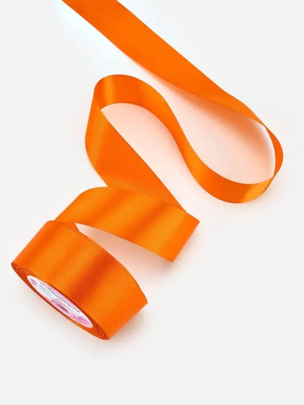 Лента атласная, 40 мм, 23&plusmn;1 м, ярко-оранжевая №25