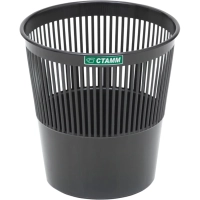 Корзина для мусора офисная 9л пластик, черная СТАММ КР21