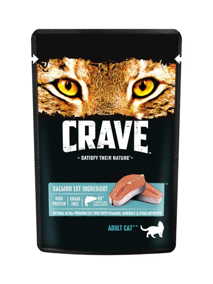 Влажный корм Crave для кошек, пауч лосось  в желе 70г Влажный корм Crave для кошек, пауч лосось  в желе 70г