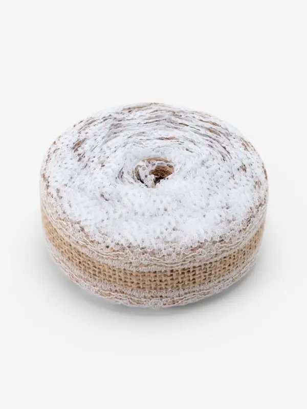 Лента холщовая &laquo;Кружево&raquo;, 37 мм, 4.5&plusmn;0.5 м, белая