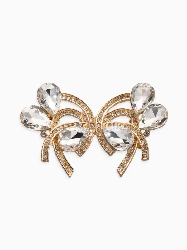 Зажим для кардигана Зажим для кардигана "Ажур", капельки, цвет белый в золоте