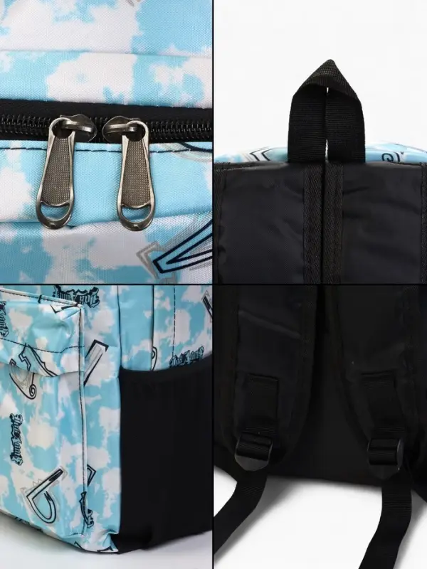 Рюкзак школьный на молнии, 3 наружных кармана, 30&times;13&times;42 см, голубой