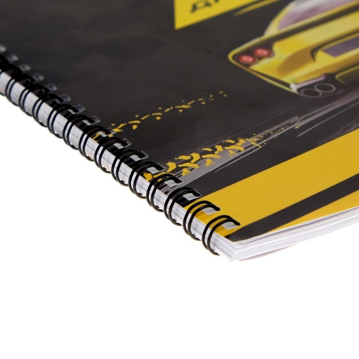 Альбом для рисования А4, 32 листа на гребне Альбом для рисования А4, 32 листа на гребне "Жёлтая машина", обложка мелованная бумага, блок 100 г/м²