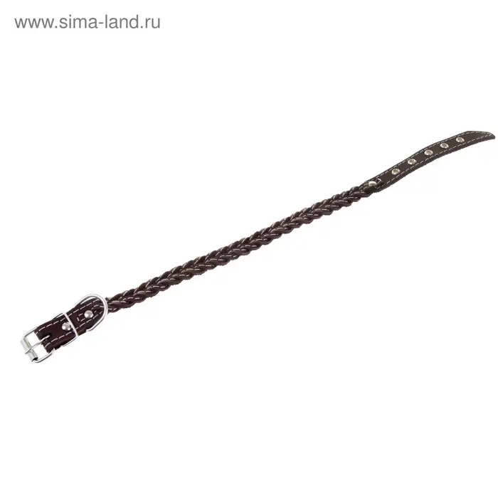 Ошейник плетёный, 42&times;2 см, ОШ 35-45 см, кожа, цвет МИКС