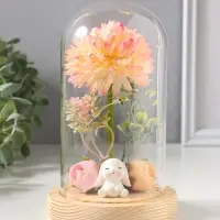 Фигурка световая колба RISALUX &laquo;Пион малый&raquo;, LED-ночник, от батареек 3хLR1130, розово-бежевый, 10&times;10&times;20 см