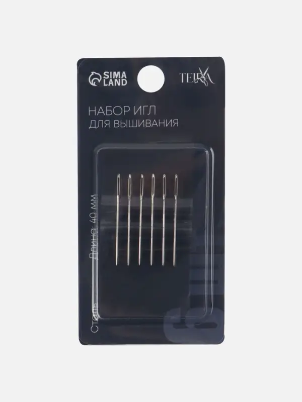 Иглы для вышивания TEIRA, d=0.95, 4 см, набор 6 шт.