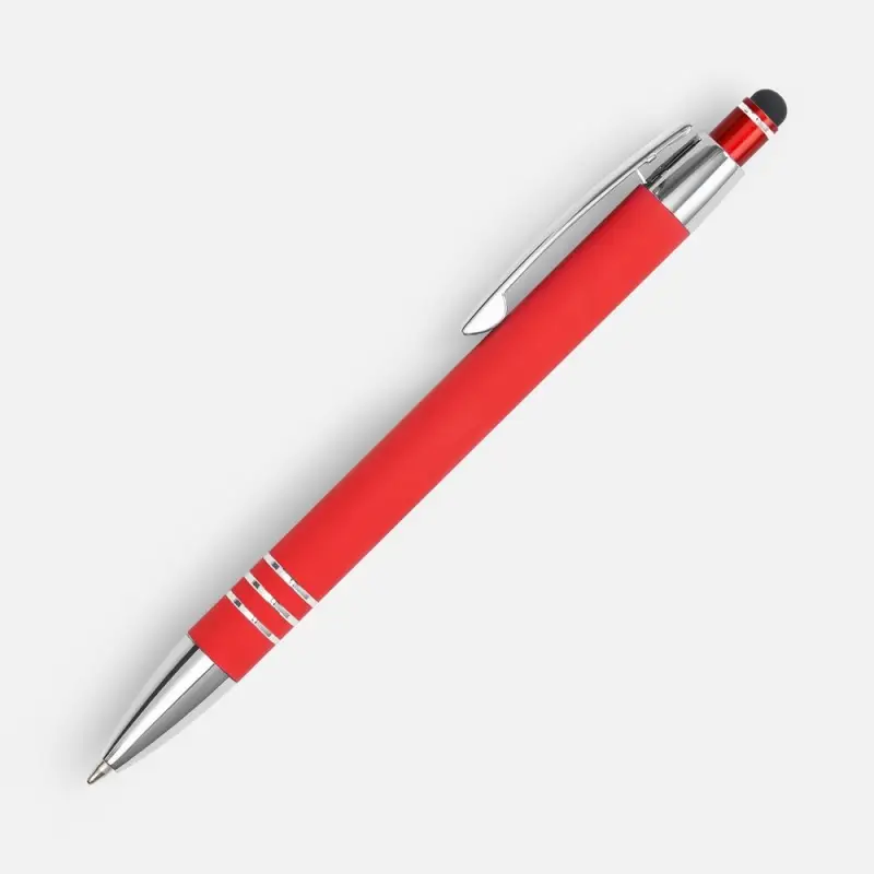 Ручка шариковая Sansen Soft Touch со стилусом, красная
