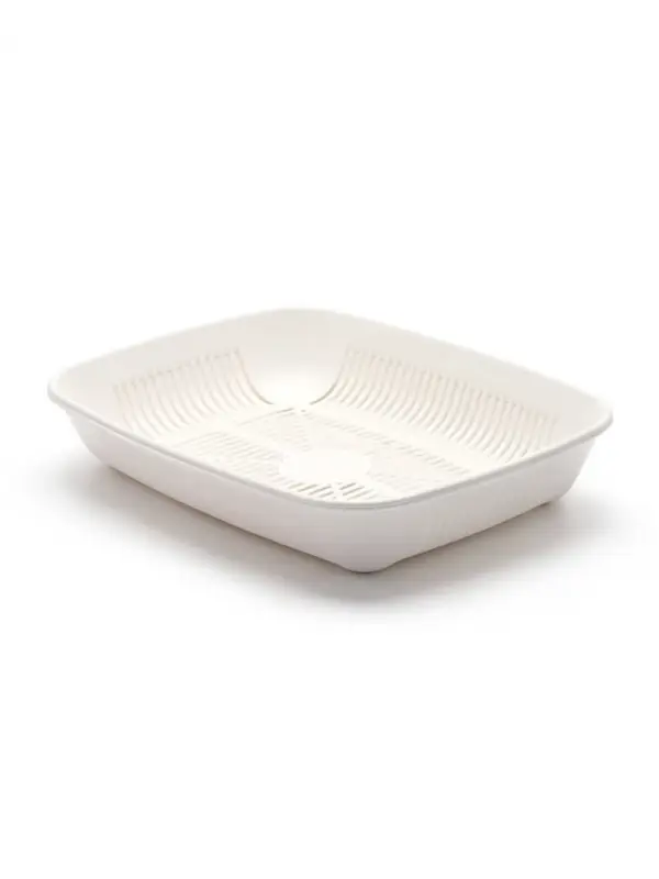 Лоток для кошек, 33.5&times;25&times;6 см, округлый, с сеткой, пластик, белый