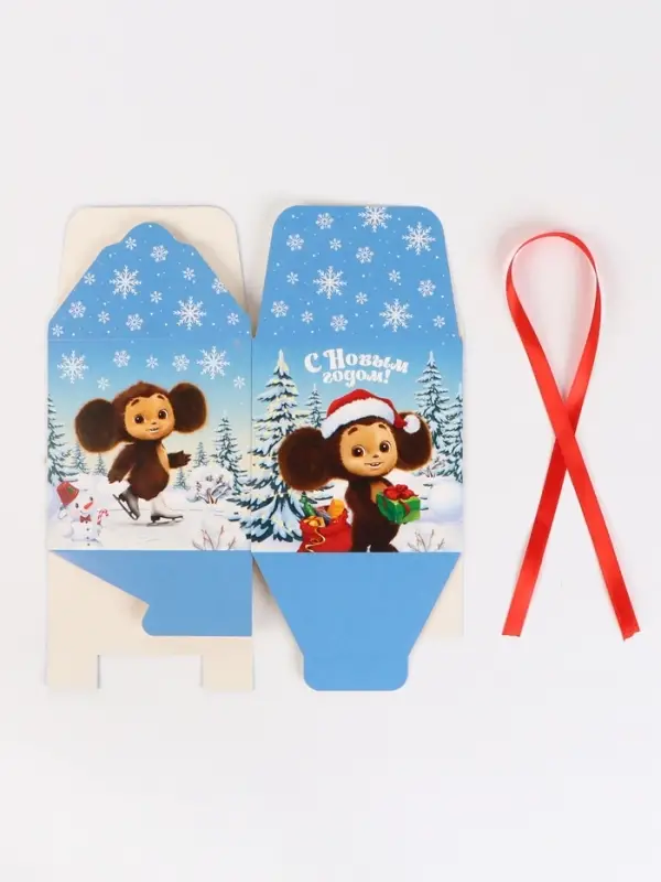 Коробка складная Коробка складная "Зимние забавы",Чебурашка, 12 х 12 х 12 см