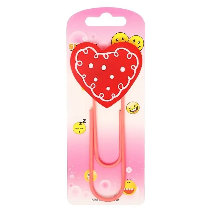 Закладка-скрепка большая «Сердце», 11 см, МИКС Закладка-скрепка большая «Сердце», 11 см, МИКС
