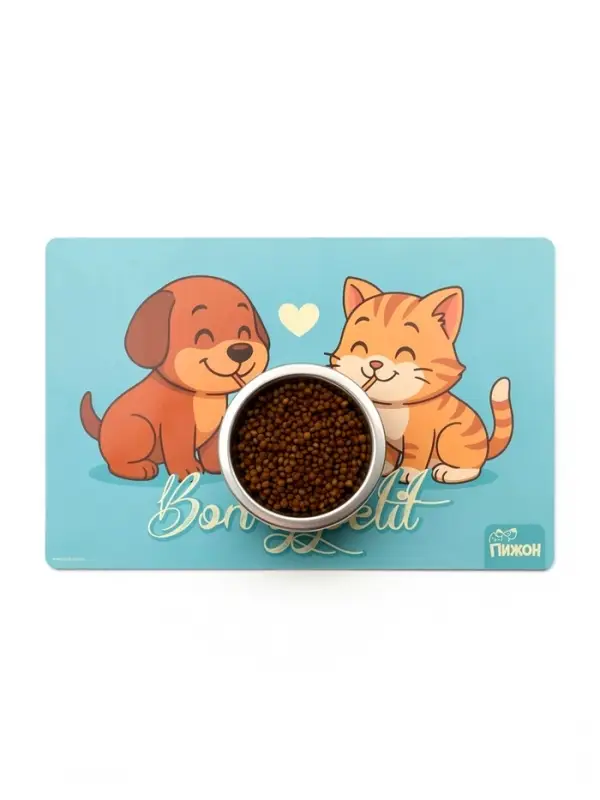 Коврик под миску Пижон &laquo;Вместе вкуснее&raquo; с нескользящим основанием 43&times;28 см