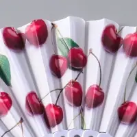 Веер складной &laquo;Вишенки на белом&raquo;, 22.5 см