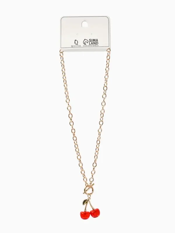 Кулон &laquo;Цепь&raquo;, ветка вишни, красный в золоте, 45 см