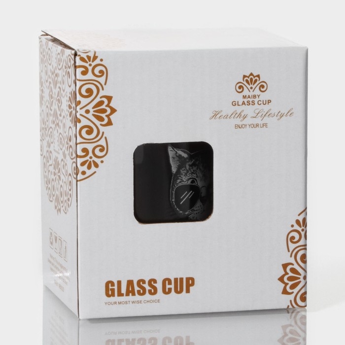 Кружка стеклянная с керамической крышкой и ложкой «Хипстер», 450 мл, рисунок МИКС Кружка стеклянная с керамической крышкой и ложкой «Хипстер», 450 мл, рисунок МИКС