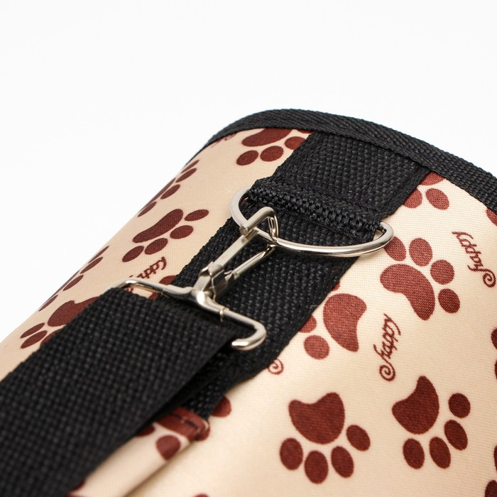 Сумка - переноска для животных  Сумка - переноска для животных "Лапки Happy", бежевая, размер S, 37,5 х 17 х 22 см
