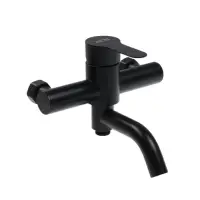 Смеситель для ванны ZEIN Z3491, изогнутый излив, душевой набор, нержавеющая сталь, черный