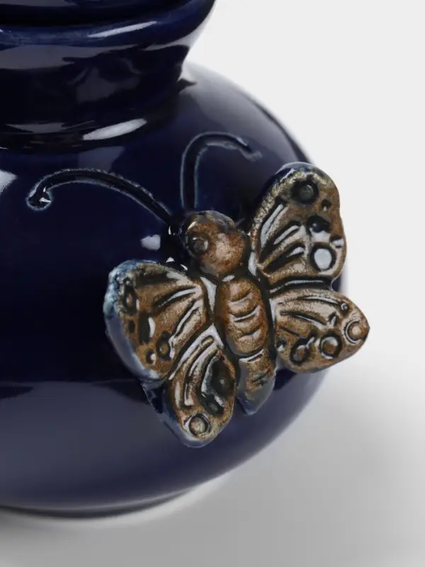 Сосуд для масла &laquo;Бабочка&raquo;, 8&times;8&times;10 см, керамика, синий