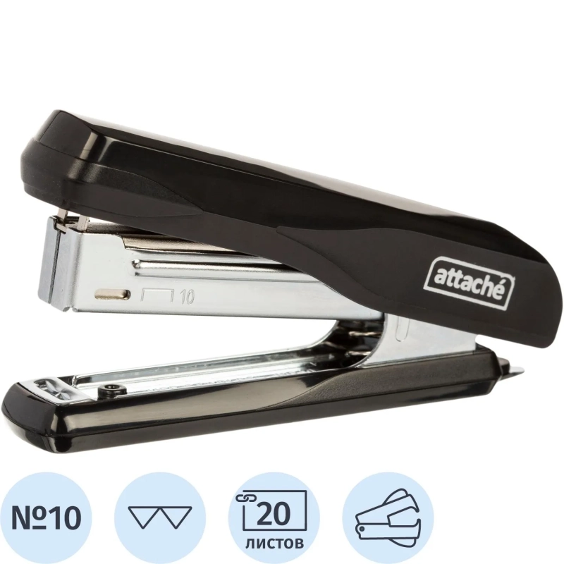 Степлер Attache PSBK1020 (№10) до 20 лист., пластик/металл, чёрный