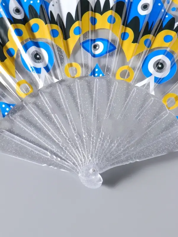 Веер складной пластик &laquo;Узор от сглаза&raquo;, блеск, 23 см