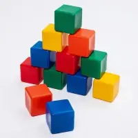 Кубики детские, пластиковые, цветные, 12 штук, 6&times;6 см