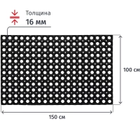 Коврик входной резиновый Luscan Professional 100x150х1,6 см черный