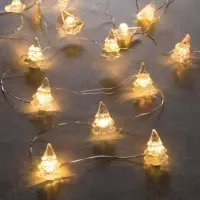 Гирлянда &laquo;Нить&raquo; 2 м, роса с насадками &laquo;Снежная ёлочка&raquo;, IP20, серебристая нить, 20 LED, 2 режима, от батареек АА&times;2, свечение тёплое белое