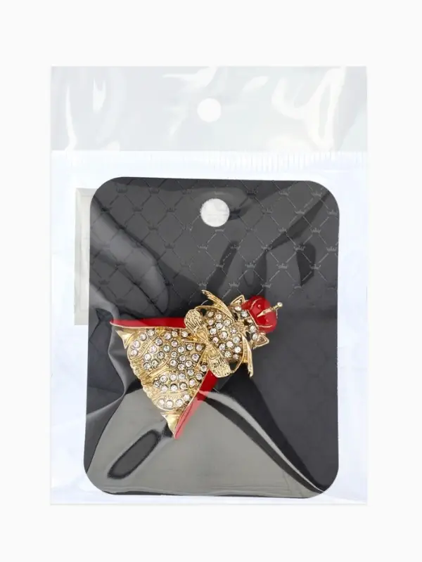 Брошь Брошь "Кошка Царица", цвет красно-белый в золоте