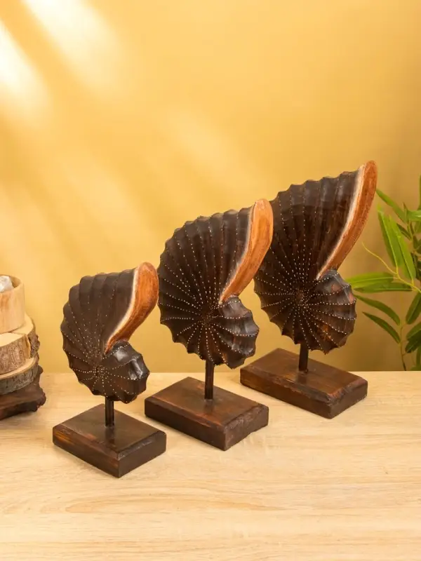 Набор сувенирный "Раковины" дерево (h - 35.30 и 25 см), цв. коричневый