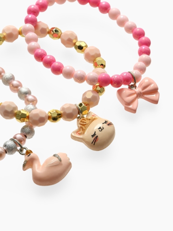 Браслет детский  Браслет детский "Выбражулька" 3шт, сияние, кот, лебедь, бант, цветной