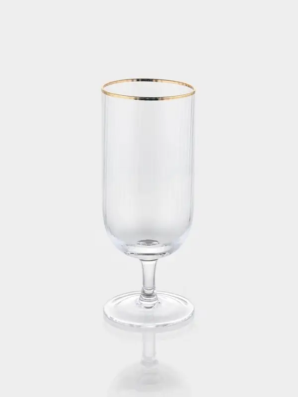 Набор бокалов для пива Magistro &laquo;Руно&raquo;, 390 мл, 6 шт., 17.5&times;7 см, на ножке, стекло, с золотой отводкой, прозрачный