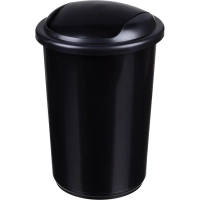 Ведро мусорное пласт 12л круг черн с крыш-маят металлик 255х360мм Uniplast