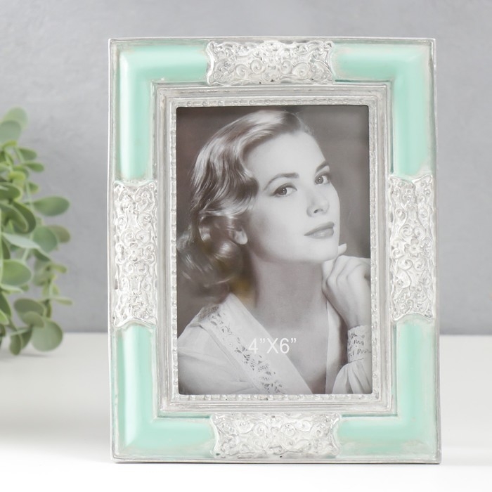 Фоторамка полистоун 10х15 см Фоторамка полистоун 10х15 см "Витиеватый узор" голубая 21х16 см