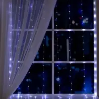 Гирлянда &laquo;Занавес&raquo; 1.6&times;1.6 м, роса, IP20, серебристая нить, 160 LED, свечение белое, 8 режимов, 220 В