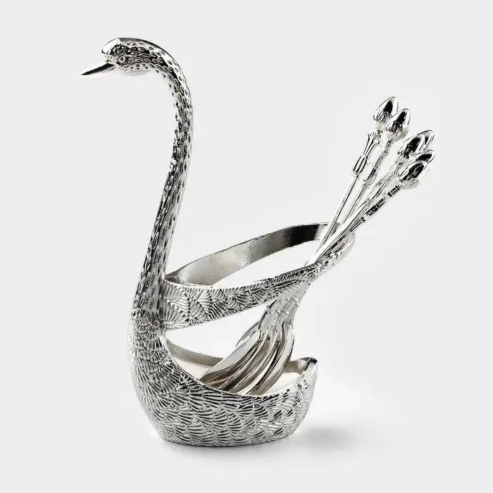 Набор ложек Magistro &laquo;серебристый лебедь&raquo;, 7.5&times;5&times;14 см, 7 предметов, на подставке, металл, серебристый